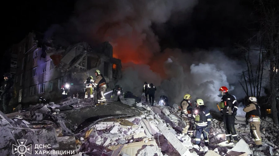 Russian missile strike on Kharkiv apartment block kills 8, including two children