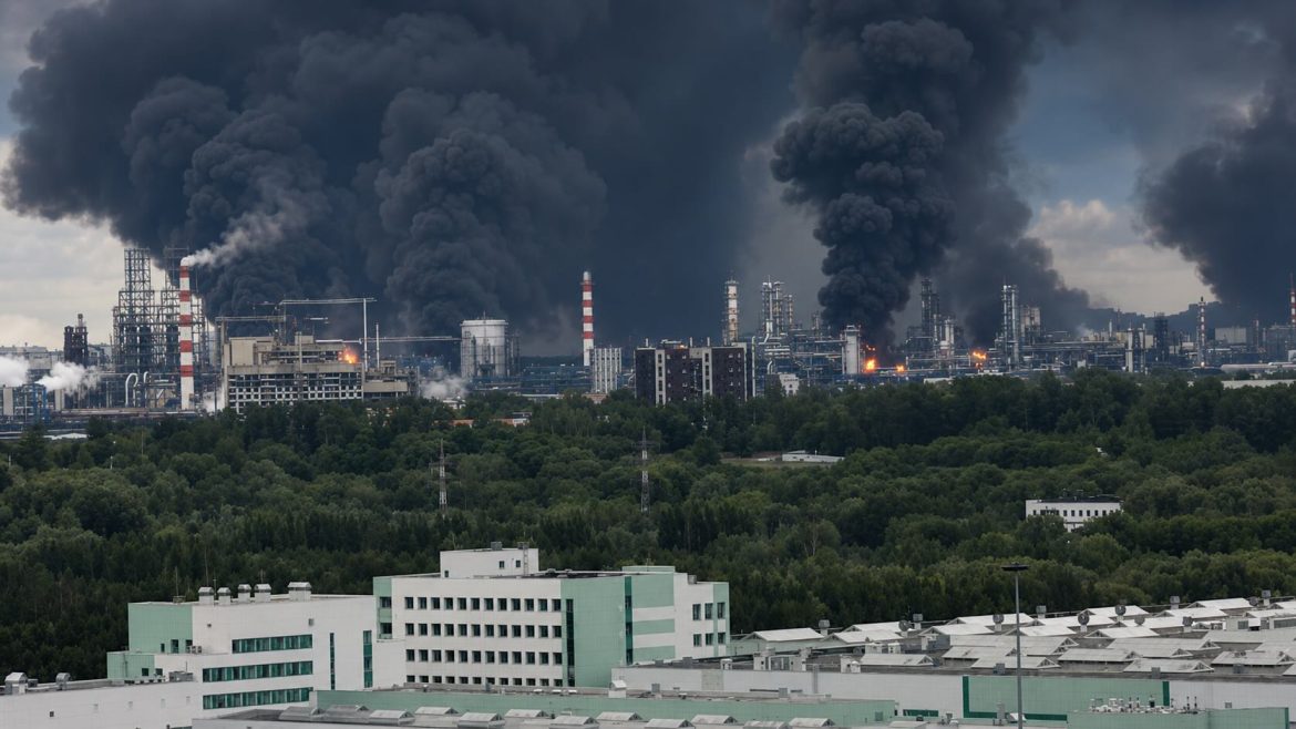 Ukrainian drones hit Moscow oil refinery as fire sends smoke across Russian capital